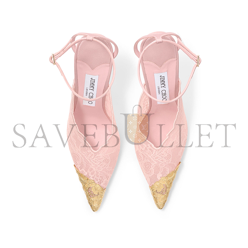 JIMMY CHOO ROSE LACE PUMPS WITH METAL LACE DETAIL FAIZ100FYZ